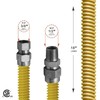 Flextron Gas Line Hose 3/8'' O.D.x18'' Len 3/8" FIPx1/2" MIP Fittings Yellow Coated Stainless Steel Flexible FTGC-YC14-18J